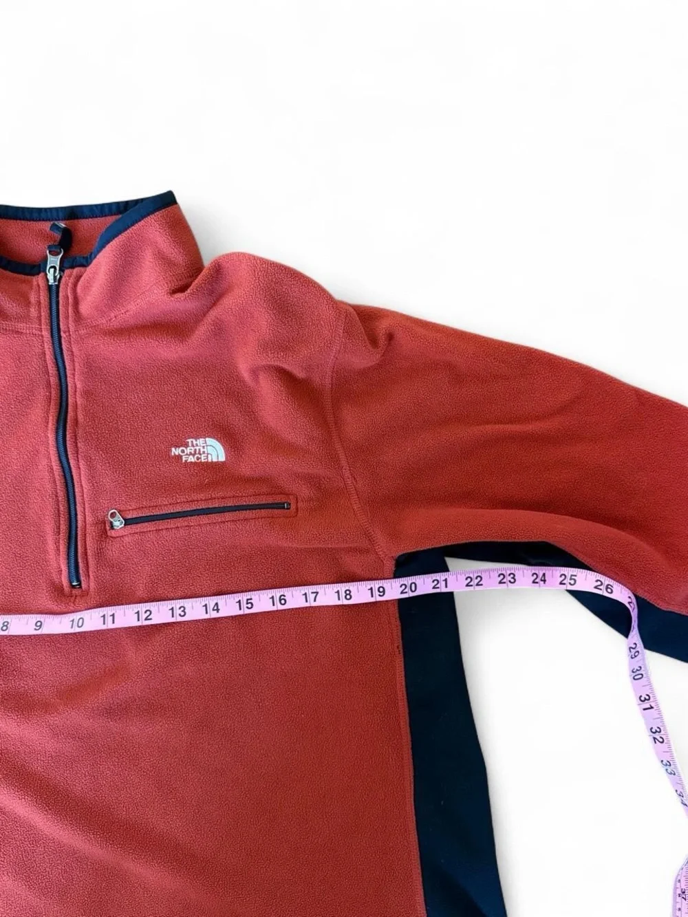The North Face Orange& Black 1/4 Zip Fleece Pullover Mock Neck Size XL